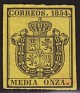 Spain 1854 Spain Coat 1/2o Yelow Edifil 28